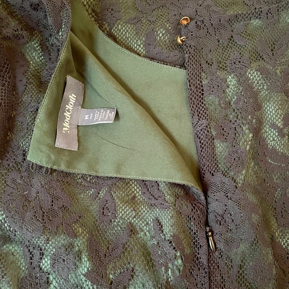 New Mod Cloth Retro Black and Green Overlay Lace Mini Dress Size Medium - Picture 6 of 7